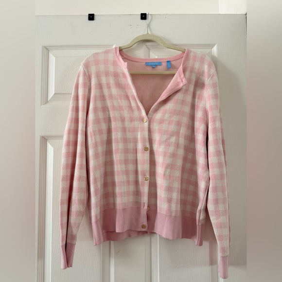 Draper James RSVP Pink and White Cardigan - Picture 2 of 3